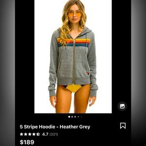 Heather Grey 5 Stripe Hoodie from Aviator Nation